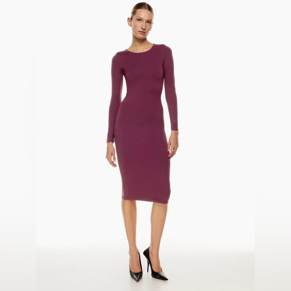 Aritizia Babaton Contour Crew Longsleeve Midi Dress Grapevine XS